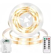 echosari 3.3FT Strip Lights Battery Operated, 2700K Tape Light with Self-Adhesive Timer Dimmable ...