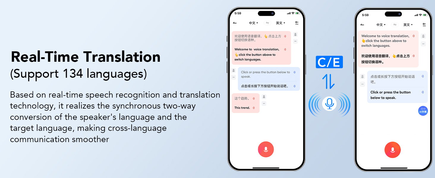 Real-Time Translation (Support 134 languages)