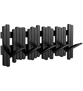 Wooden Space Saving Coat Rack Wall Mount, Black Coat Hanger Wall Mount, Walnut Piano Key Entryway...
