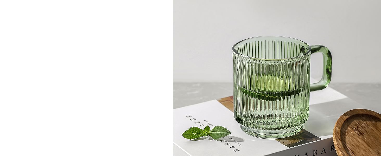 lysenn green glass coffee mug with lid with handle