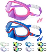 Vvinca Swim Goggles with Nose Cover, 2 Pack Wide View Diving Mask Anti-Fog UV No Leak Toddlers Sw...