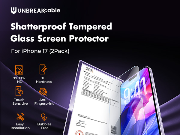 Shatterproof Tempered Glass Screen Protector for iPhone 17