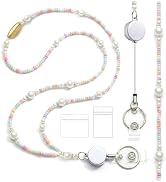Disstong Beaded Breakaway Lanyard for ID Badges - Retractable Teacher Lanyard, Cute Women Keychai...