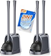 LOVLOY Toilet Plunger and Brush,2 Pack Bowl Brush and Heavy Duty Toilet Plunger Set with Ventilat...