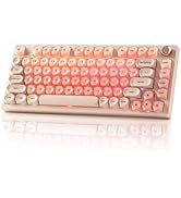 Keyporia WK75 Wireless Mechanical Keyboard with Knob, 75% Foundation Pink Creamy Keyboard, Hot Sw...