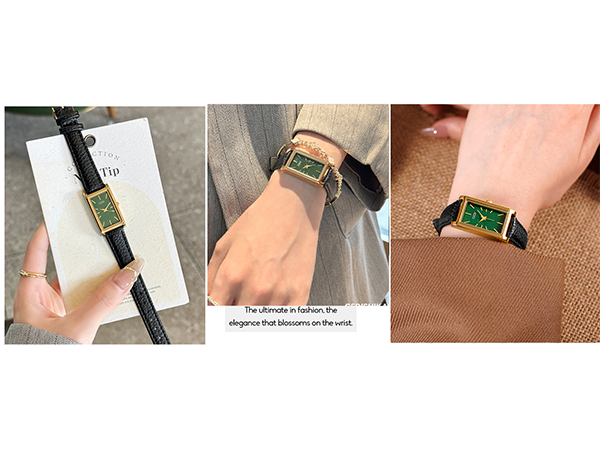 Vintage Women's Rectangle Wristwatch Classic Ladies Analog Quartz Watch