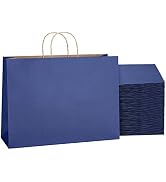 SHOPDAY Navy Blue Paper Bags with Handles 16x6x12, 25 Pack Large Kraft Paper Bags Bulk, Tote Bags...
