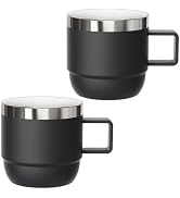 Cafezi 6 oz Small Espresso Mug, Ceramic-Lining, 18/8 Stainless Steel | Double-Wall Vacuum Insulat...