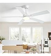 Depuley 52-inch Ceiling Fan with Light: White Ceiling Fan for Living Room Indoor Outdoor - Modern...