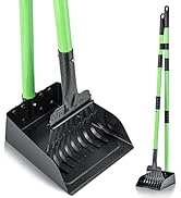 MXF Pooper Scooper, Dog Pooper Scooper Long Handle Stainless Metal Tray and Rake Set for Medium S...