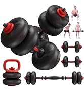 LIFERUN 45/67 LB Adjustable Dumbbell Set, Soft PVC, 4-in-1 Home Gym Set | Used as Barbell, Dumbbe...