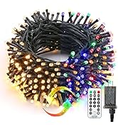 BrizLabs Christmas Lights, 180ft 500 LED Color Changing Christmas Lights with Remote Timer, 11 Mo...