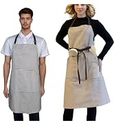 Corfully Kitchen Apron with 3 Pocket, Adjustable Server Apron, Waitress Apron with Pockets Stripes