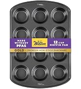 Wilton Gold Non-Stick Bakeware Muffin Pan - Baking Pan for Muffins & Cupcakes - Made Without PFAS...
