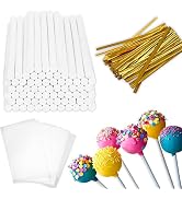 900-PCS Cake Pop Sticks and Wrappers Kit, Including 300pcs 6-inch Paper Lollipop Sticks, 300pcs P...