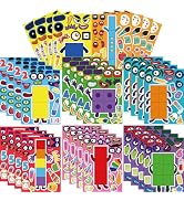 Abilat 32 Pcs Make Your Own Number Toys Sticker Sheets Todders Activities for Kids Make a Face St...