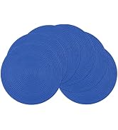 SHACOS Round Placemats Set of 6 Washable 15 inch Round Table Mats Cotton Polyester Woven Braided ...