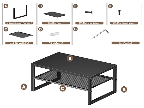 Desk Organizers and Accessories, 2-Tier Metal Monitor Stand Riser, Desk Organizer for Monitor