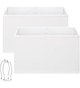 White Rectangle Lamp Shades Set of 2, 16"L x 8"W x 10"H, Large Replacement Lampshades for Table L...