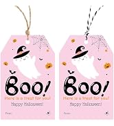 Alynta Halloween Tags with String - Happy Halloween Paper Gift Tags Boo Tag Pumpkin Ghost Name Ta...
