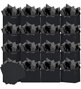 qiqee 24PCS Black Small Gift Wide Bags with Tissue Paper Handles 6.3"x4.7"x2.4" Small Size Presen...