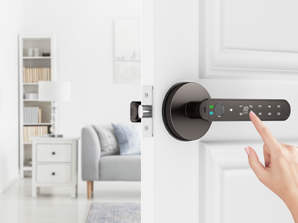 door knob with keypad grey