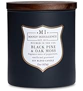Manly Indulgence Black Pine & Oak Moss Scented Jar Candle for Men, Wood Wicked Candle, 15 oz - Pe...