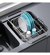 Apartment RV Small Dish Drainer Drying Rack Over The Sink In Stainless Steel for Narrow Kitchen, ...