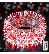 Ollny Christmas Lights Outdoor 800LED 262FT, Red and White Plug in Fairy Lights with Remote, 8 Mo...