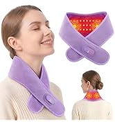 Cordless Neck Heating Pad for Pain, Neck Massager with 660nm 850nm Red Light, Heated Neck Wrap wi...