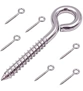 ZUSFUL 6-Pack 304 Stainless Steel Screw Eyes 3.2", Heavy Duty Screw in Eye Hooks Ring for Yoga, S...