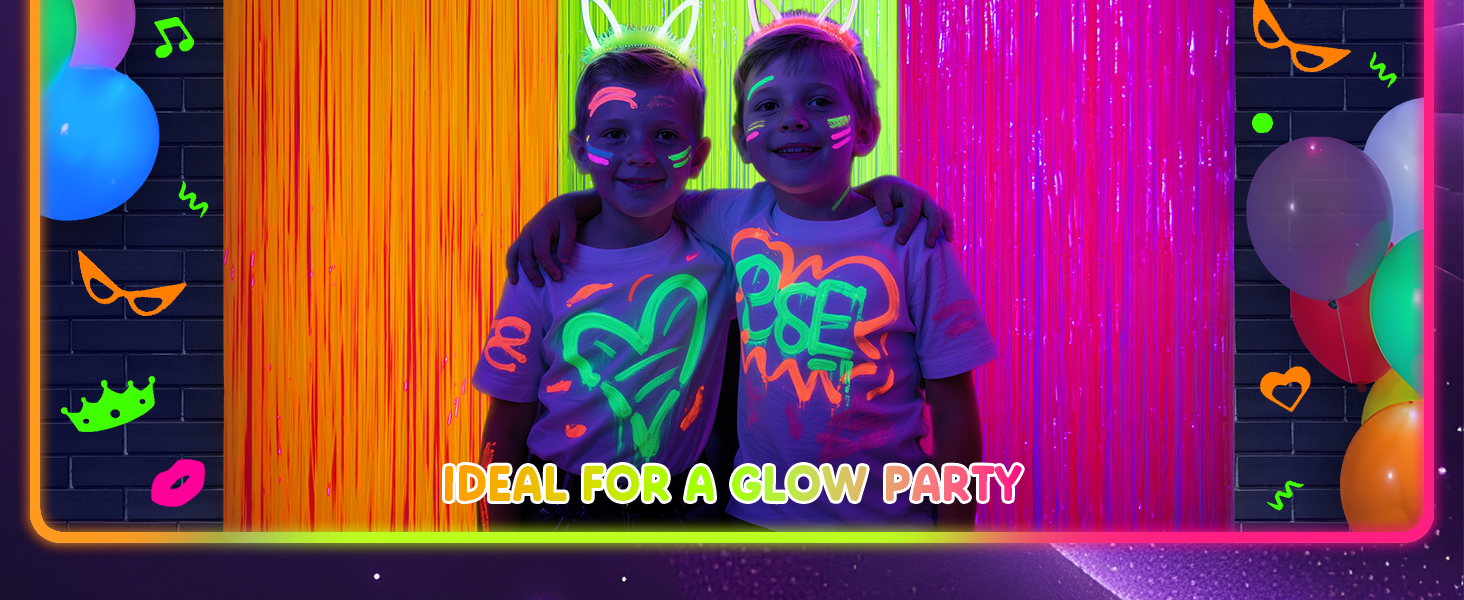 neon backdrop for glow party