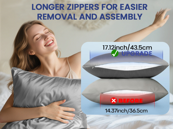 satin pillowcase with zipper