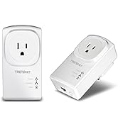 TRENDnet Powerline 500 AV Nano Adapter Kit With Built-In Outlet, Power Outlet Pass-Through, Inclu...