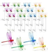 24 Pack Dragonfly Clips, Fake Dragonflies with Stakes, Realistic Plastic Dragonfly Garden Decorat...