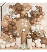 Ouddy Life 157Pcs Brown Balloons Garland Arch Kit Different Size | 18 12 10 5 inch Nude Beige Whi...