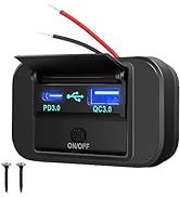38W RV USB Outlet, PD QC3.0 12V USB Car USB Socket Charger Power Adapter with Cover, 24V Car Char...