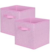 ShellKingdom Storage Bins, Foldable Fabric Storage Cubes with 3D Embossed Rose Pattern, Cloth Org...