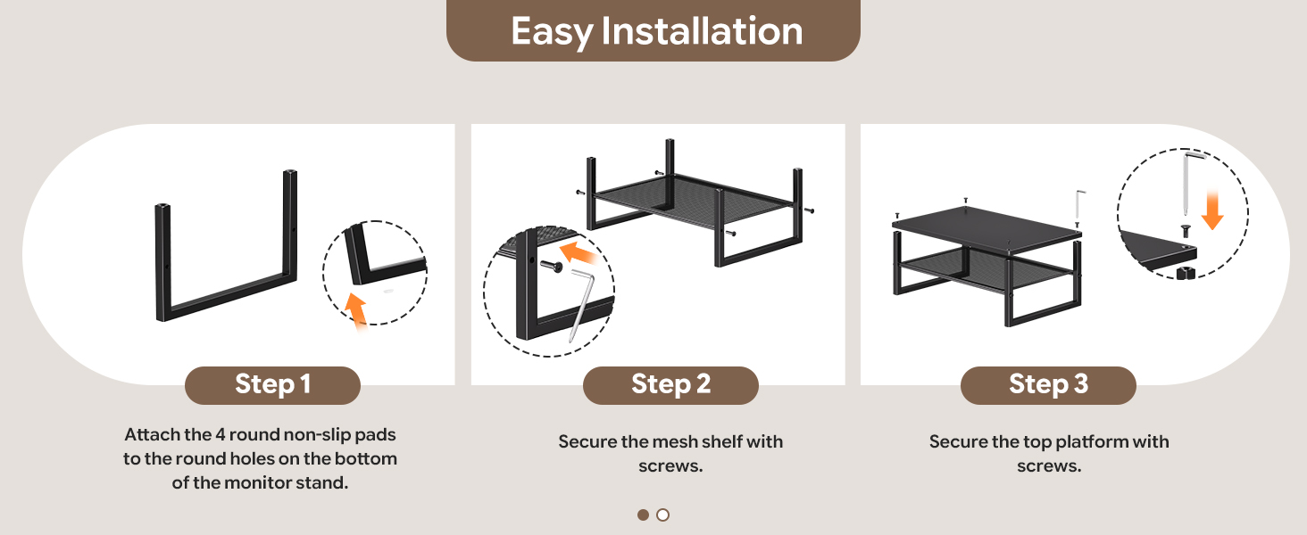 Ekisemio 2-Tier Computer Monitor Stand Riser, Desk Organizer for Monitor, Black