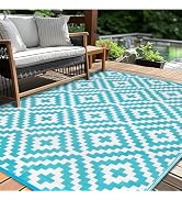 Outdoor Patio Plastic Straw Rug - 5'x8' Outdoor Camping Rug Waterproof Reversible, Area Carpet Pa...