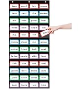 ANCOMEDO 20’’Wide x 48.25”Tall Pocket Chart,6 Pockets Clear Pocket Chart Fit Sentence Strips for ...