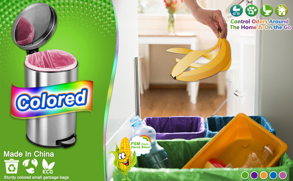 Colored garbage bags