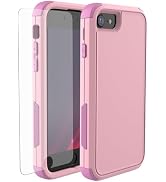 X-belmox Heavy Duty Phone Case for iPhone SE 2022 (3rd Gen) with Glass Screen Protector, 3 in 1 i...