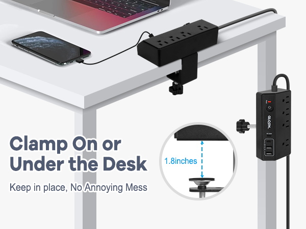 desk clamp power strip usb c