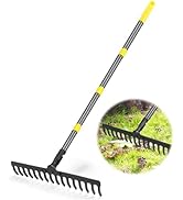 Coopvivi Garden Leaf Rakes 5.25 FT Rake for Lawns Heavy Duty Metal Rakes, 16 Tines Steel Metal He...