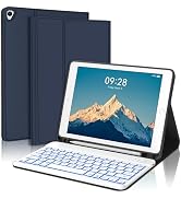 BORIYUAN iPad 9th 2021/8th/7th Generation Keyboard Case, 7 Colors Backlit Detachable Keyboard Fol...