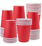 Fedmut 8oz 50 Pack Disposable Paper Cups Red, Disposable Paper Coffee Cups for Home, Picnic, Part...