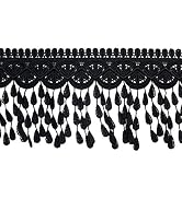 5 Yards Lace Trim with Tassel, 8cm wide, Black, DIY Sewing Applique Craft