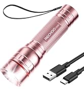 Rechargeable Flashlights High Lumens, G1000 Super Bright Flash Light Pink, Small Zoomable LED Fla...