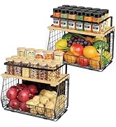 GGIU Magnetic Shelf for Fridge with Wood Lid: Fruit Potato and Onion Storage Bin - Magnetic Spice...